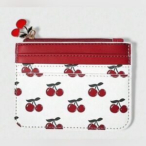 NWOT Faux Leather Cherry Print Card Holder & Coin Purse